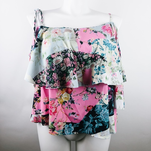 ASOS Tops - ASOS Mix Print Off Shoulder Top With Straps